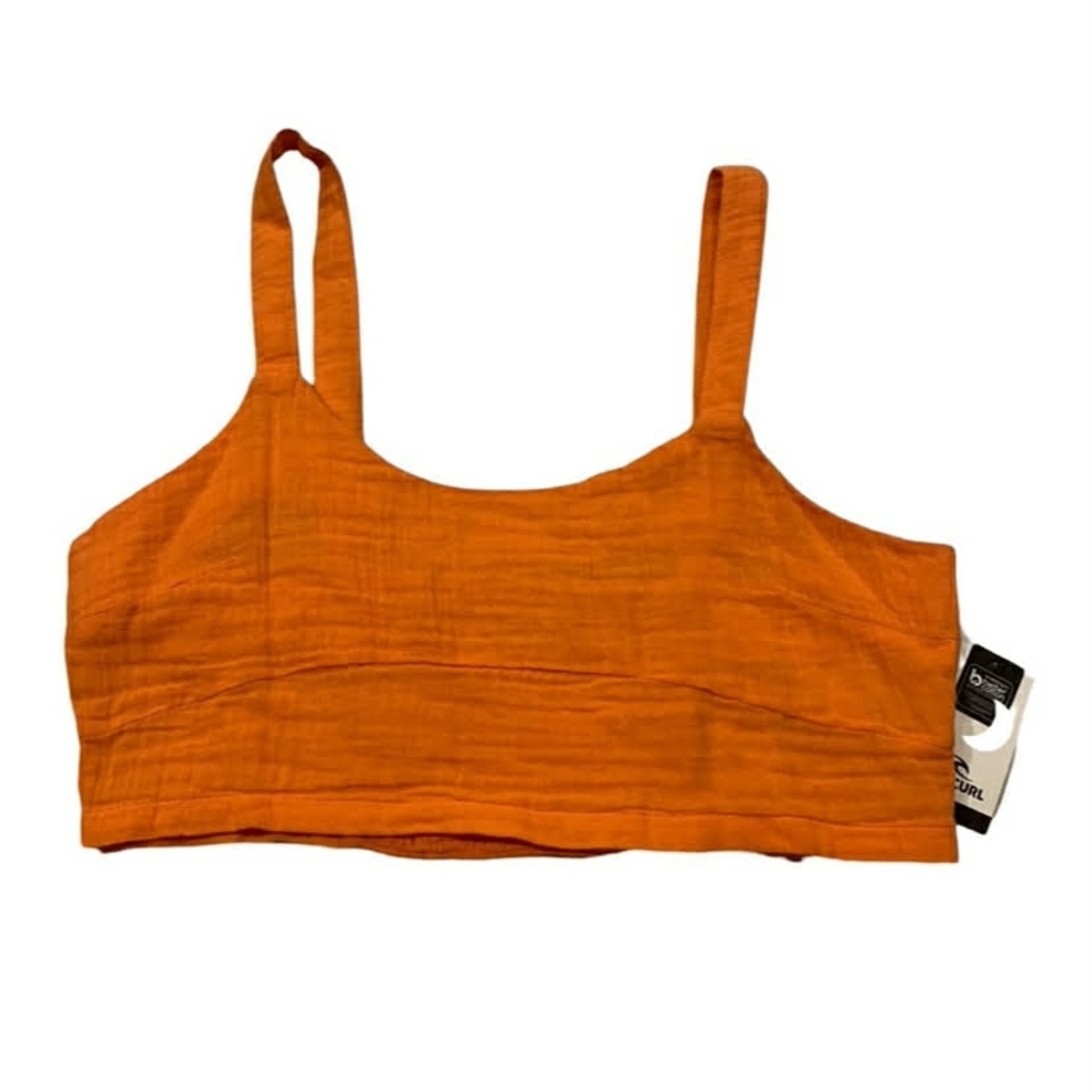 Rip Curl Premium Surf‎ Crop Top Orange Cotton Gauze Coastal Boho L